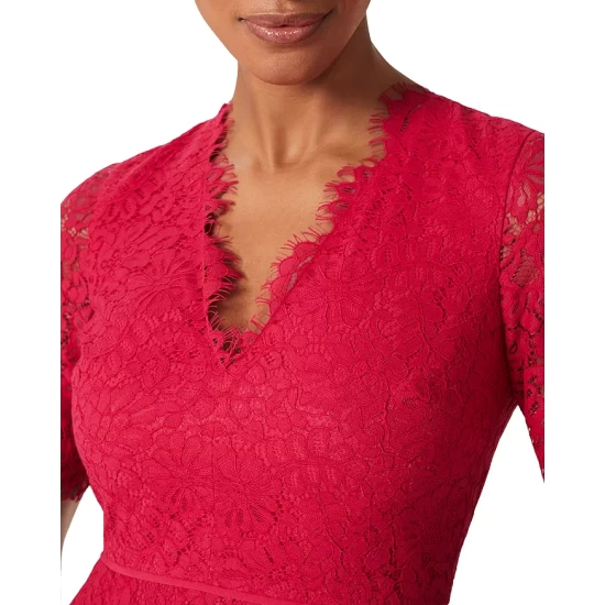 Buy 𧨠HOBBS LONDON Anastasia Lace π Dress Fuchsia Pink π - Image 4