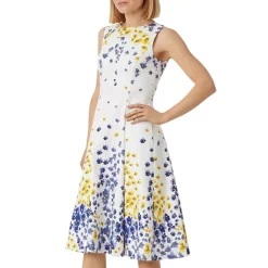 Best Pirce ❤️ HOBBS LONDON Cleo Full-Skirt 👗 Dress Ivory Multi 🔔