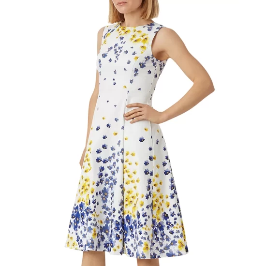 Best Pirce β€οΈ HOBBS LONDON Cleo Full-Skirt π Dress Ivory Multi π