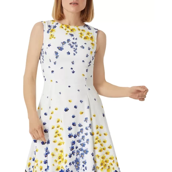 Best Pirce β€οΈ HOBBS LONDON Cleo Full-Skirt π Dress Ivory Multi π - Image 4