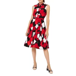 Budget 💯 HOBBS LONDON Belinda Geo Print 👚 Shirt 👗 Dress Red Multi 🥰