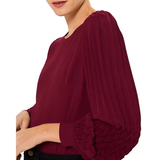 Best reviews of 𧨠HOBBS LONDON Katia Pleated Sleeve Top Dark Raspberry π - Image 2