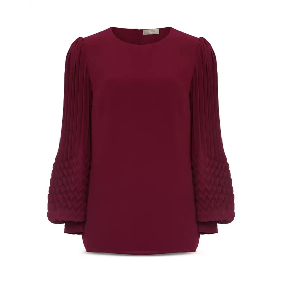 Best reviews of 𧨠HOBBS LONDON Katia Pleated Sleeve Top Dark Raspberry π - Image 4