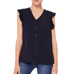 Cheap 🧨 HOBBS LONDON Laura Flutter Trim Blouse Navy ⭐