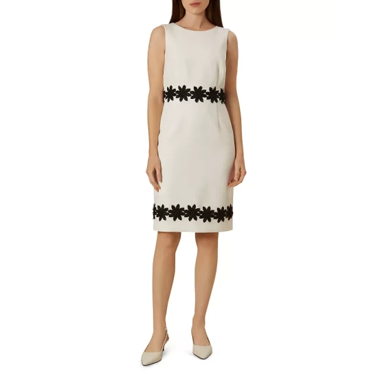 Best Sale π HOBBS LONDON Louise Crochet Trim Sheath π Dress Ivory π