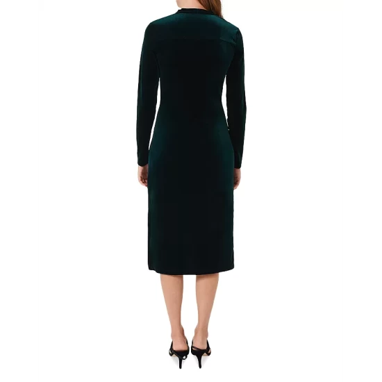 Budget π HOBBS LONDON Hatty Velvet Button Front π Dress Dark Green π - Image 2