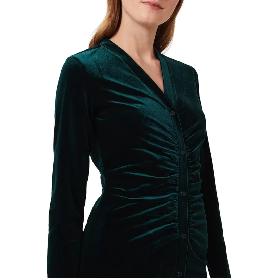 Budget π HOBBS LONDON Hatty Velvet Button Front π Dress Dark Green π - Image 3