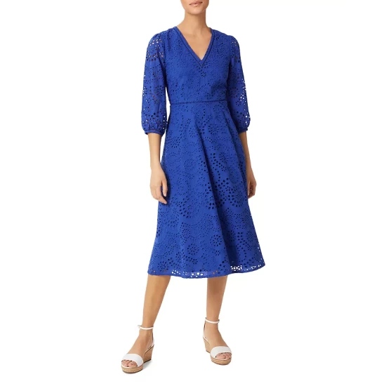 Best Sale 🤩 HOBBS LONDON Rhea Broderie 👗 Dress Cobalt Blue ✨
