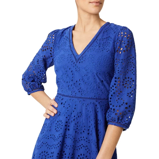 Best Sale 🤩 HOBBS LONDON Rhea Broderie 👗 Dress Cobalt Blue ✨ - Image 3