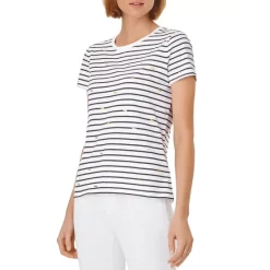 Budget 😍 HOBBS LONDON Sunglass Print Striped Cotton T-Shirt Navy/white 👏