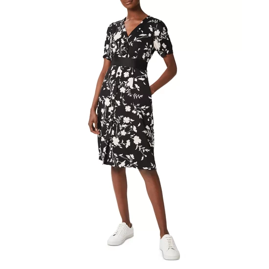 Budget π HOBBS LONDON Indah Printed π Shirt π Dress Black Cream π - Image 4