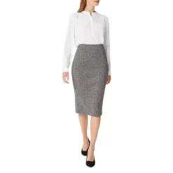 Best Pirce 🔥 HOBBS LONDON Daniella Wool Pencil 👗 Skirt Black White 🧨