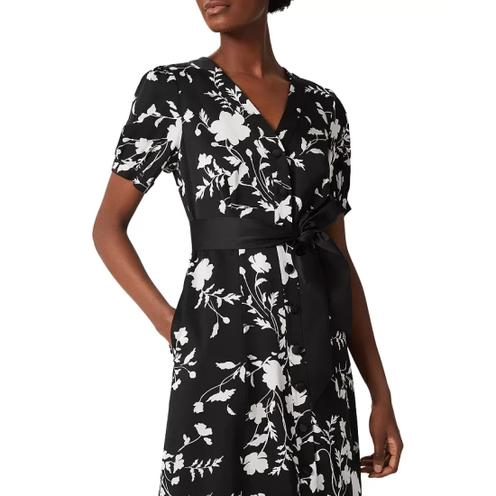 Budget π HOBBS LONDON Indah Printed π Shirt π Dress Black Cream π - Image 5