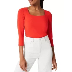 Best deal ✔️ HOBBS LONDON Debbie Square Neck Top Coral Red ✨