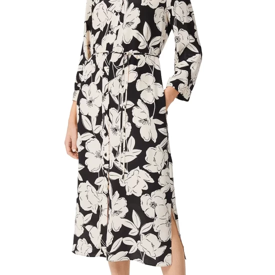 Best Pirce π HOBBS LONDON Chiara Floral Print Midi π Dress Cream Black π― - Image 4