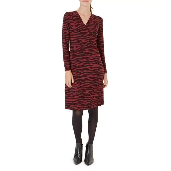 Wholesale π HOBBS LONDON Odyssey Zebra Print π Dress Burgundy/black π - Image 2