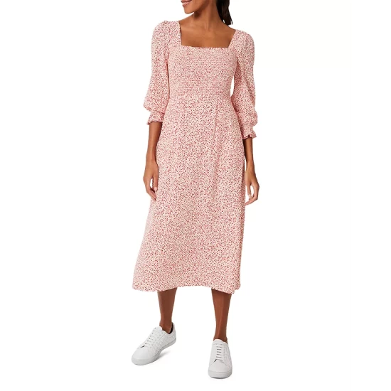 Deals π HOBBS LONDON Juliet Printed Smocked π Dress Ivory Multi π