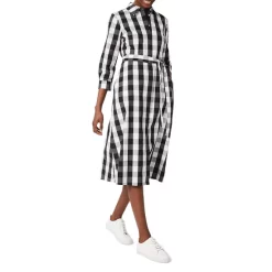Cheapest ⌛ HOBBS LONDON Ilona Gingham Midi 👗 Dress Black White 😀