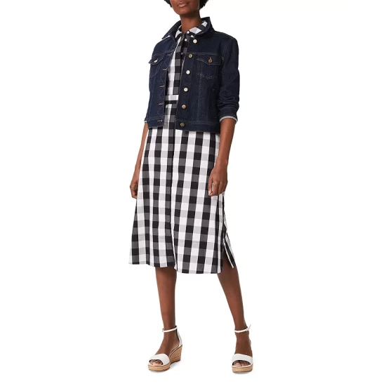 Cheapest β HOBBS LONDON Ilona Gingham Midi π Dress Black White π - Image 3