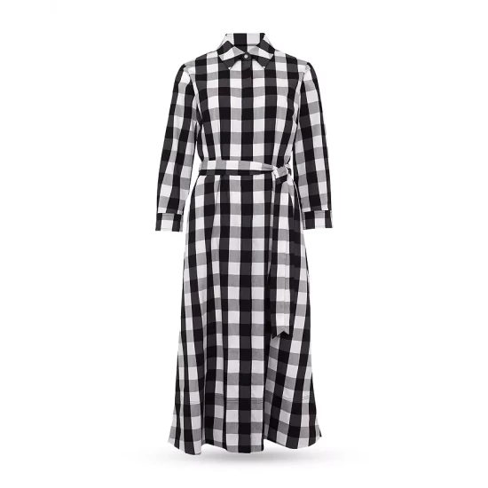 Cheapest β HOBBS LONDON Ilona Gingham Midi π Dress Black White π - Image 5