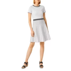 Discount ⌛ HOBBS LONDON Millie Striped 👗 Skirt 👗 Dress Ivory Black 🎉