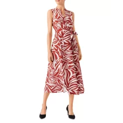 Deals 🎉 HOBBS LONDON Shelly Sleeveless 👚 Shirt 👗 Dress Rust/ivory 👍