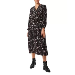 Promo 🌟 HOBBS LONDON Teagan Printed Midi 👗 Dress Black Multi 👍