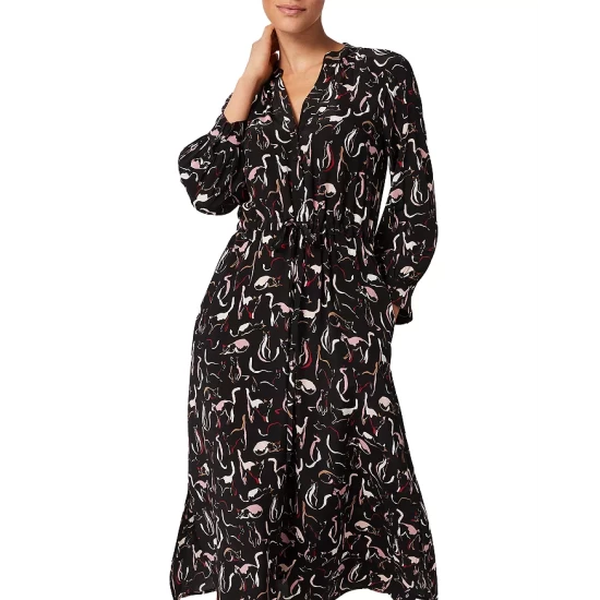 Promo π HOBBS LONDON Teagan Printed Midi π Dress Black Multi π - Image 3