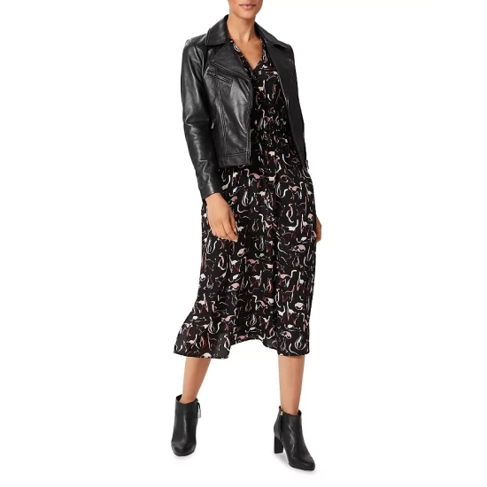 Promo π HOBBS LONDON Teagan Printed Midi π Dress Black Multi π - Image 4