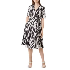 Deals π HOBBS LONDON Amara Printed Wrap π Dress Black/ivory β€οΈ
