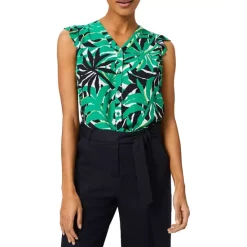 Wholesale 😀 HOBBS LONDON Laura Palm-Print Top Green Multi 🎁
