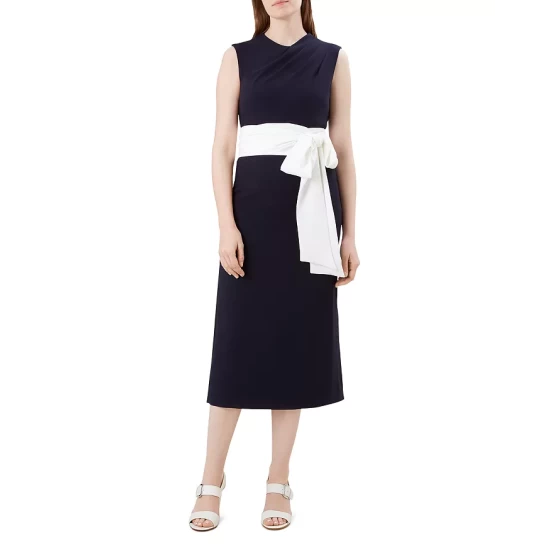 New π HOBBS LONDON Thao Belted π Dress Navy Ivory π₯°