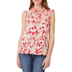 Best Pirce 🥰 HOBBS LONDON Luma Printed Top Ivory Red 😀
