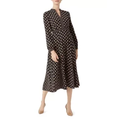 Brand new 😉 HOBBS LONDON Andrea Polka-Dot Midi 👗 Dress Black Stone 🔔