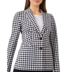 Wholesale 🤩 HOBBS LONDON Kelsie Gingham Blazer Navy White ⌛