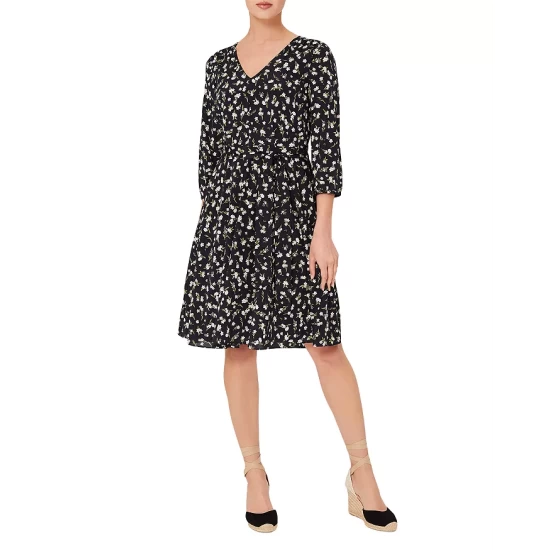 Best Pirce π€© HOBBS LONDON Elena Floral Print Belted π Dress Navy Ivory 𧨠- Image 2