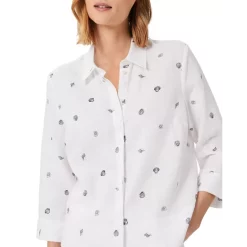 Best deal 😉 HOBBS LONDON Nita Linen Boxy 👕 Shirt White Navy 😀