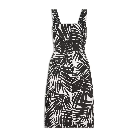 Best Sale π HOBBS LONDON Harley Palm Print Linen π Dress Black White π - Image 4