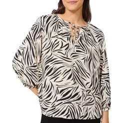 Buy 🧨 HOBBS LONDON Dania Printed Blouse Cream Black ⌛