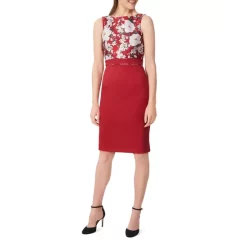 Cheapest 🛒 HOBBS LONDON Dora Jacquard Shift 👗 Dress Red Multi 🛒