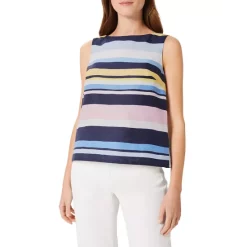 Best Sale 🔥 HOBBS LONDON Kinsley Linen Top Navy Multi 😀