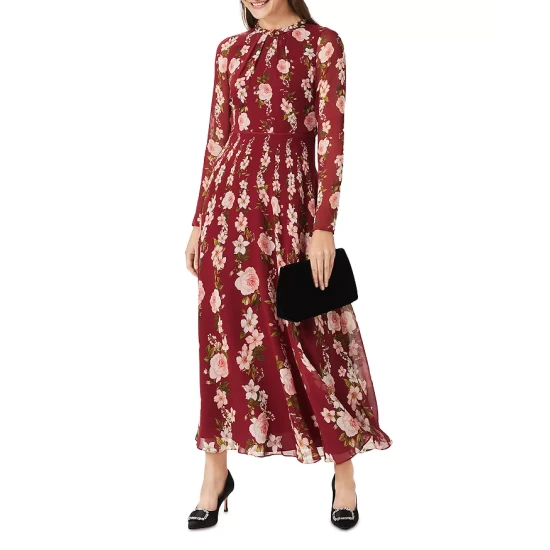 Deals β HOBBS LONDON Rosabelle Silk π Dress Burgundy Multi π - Image 3