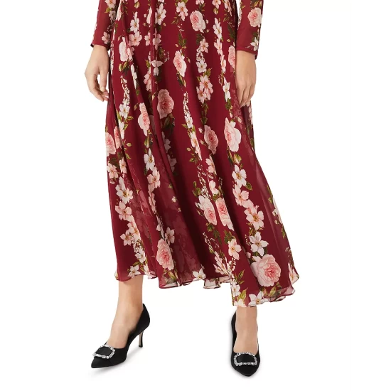 Deals β HOBBS LONDON Rosabelle Silk π Dress Burgundy Multi π - Image 4