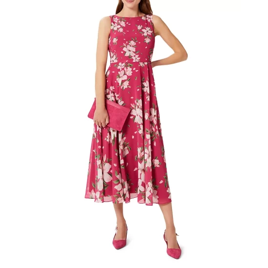 Top 10 π HOBBS LONDON Carly Floral Print Midi π Dress Pink Multi β¨