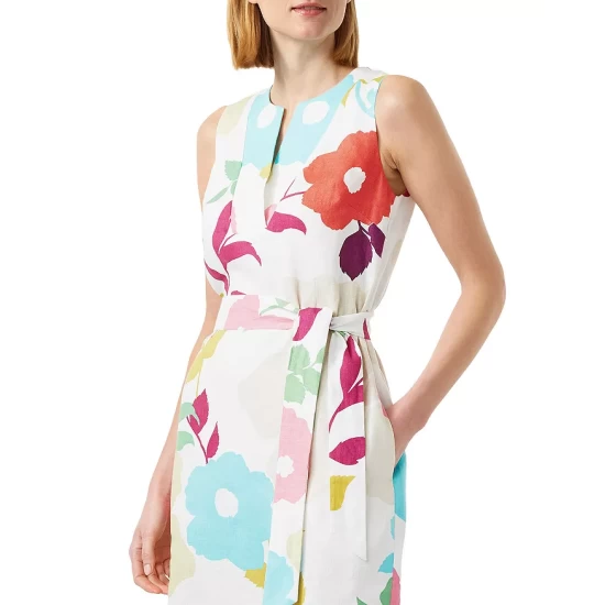 Coupon π HOBBS LONDON Daria Floral Linen Sheath π Dress White Multi π - Image 4