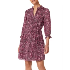 Top 10 😉 HOBBS LONDON Stefania 👗 Dress Navy Raspberry 🎉