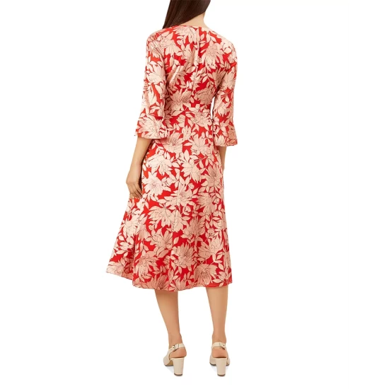 New β HOBBS LONDON Justina Faux-Wrap Floral Print π Dress Red/pink π - Image 2