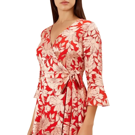 New β HOBBS LONDON Justina Faux-Wrap Floral Print π Dress Red/pink π - Image 3