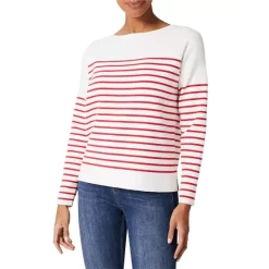 Promo 🧨 HOBBS LONDON Petra Striped Sweater Ivory Red 👏