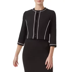 Best Sale π HOBBS LONDON Cordelia Piped Cropped Jacket Black/ivory π§¨